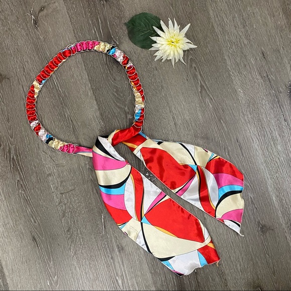 Silky Scarf Tie Belt with Metal Rings - Multicolor - Picture 5 of 11